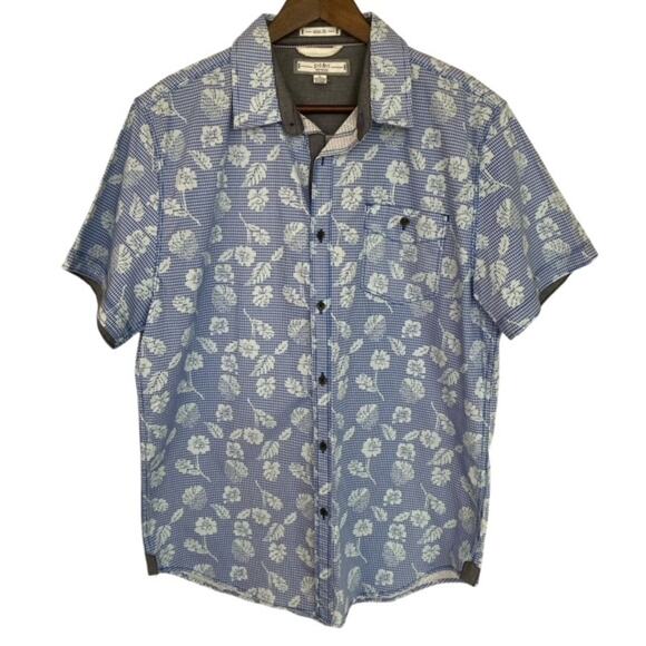 pd&c Blue Hawaiian Print Slim Fit Button Up Shirt - Large - Picture 1 of 5